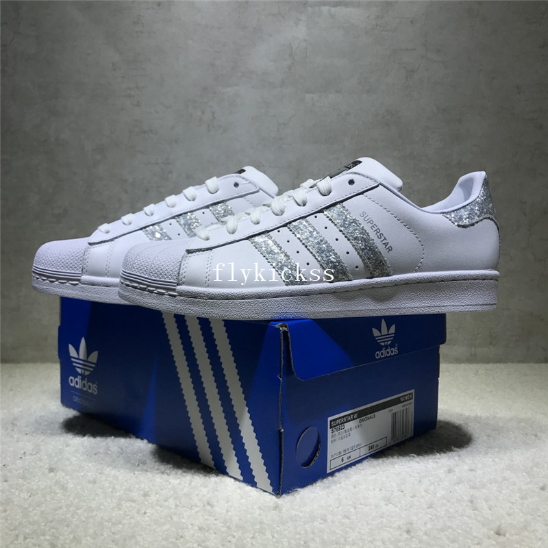 Adidas Superstar White Silver Strips S76923